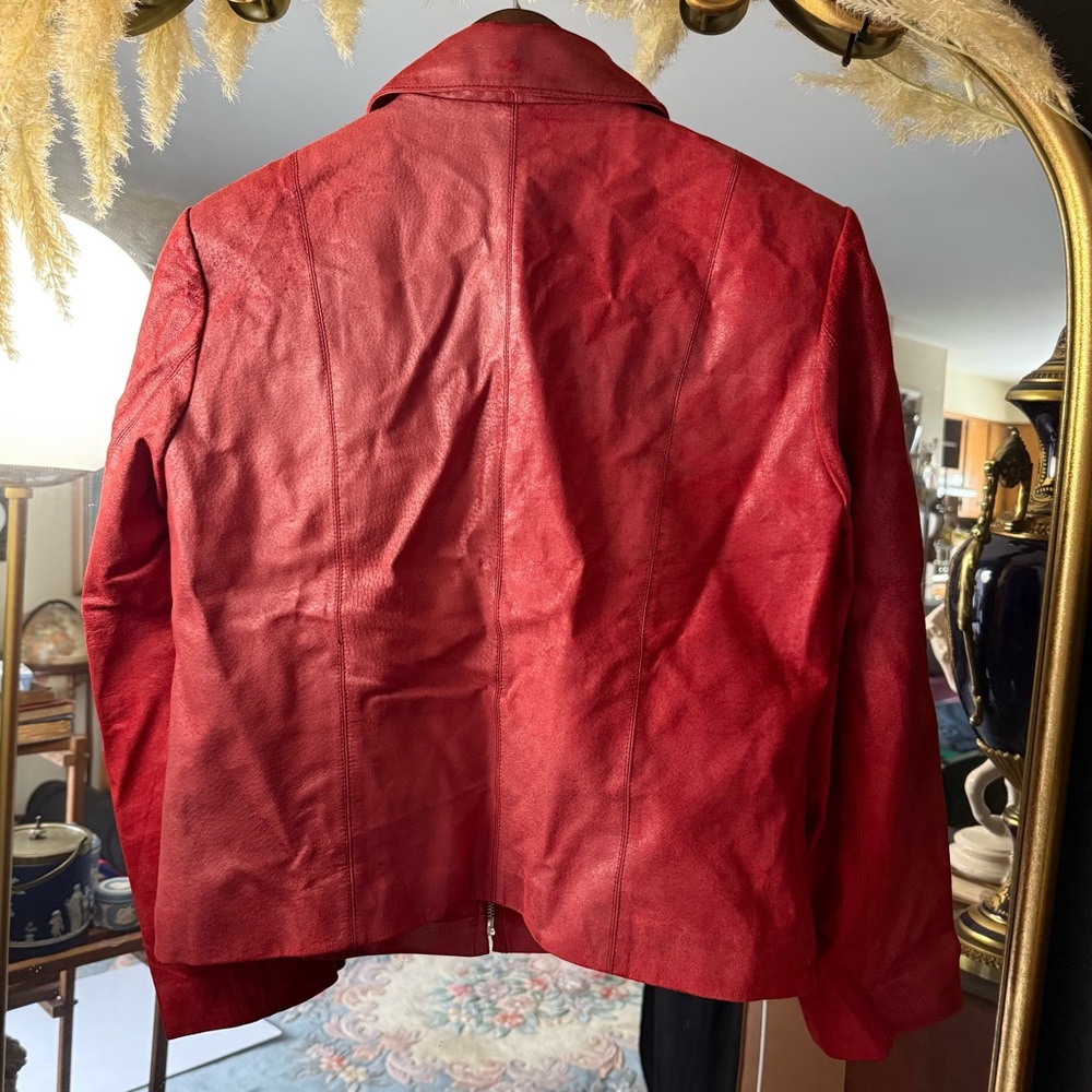 Adler Collection Women’s Red Genuine Leather Zipper Jacket Classic Stylish - Picture 5 of 12